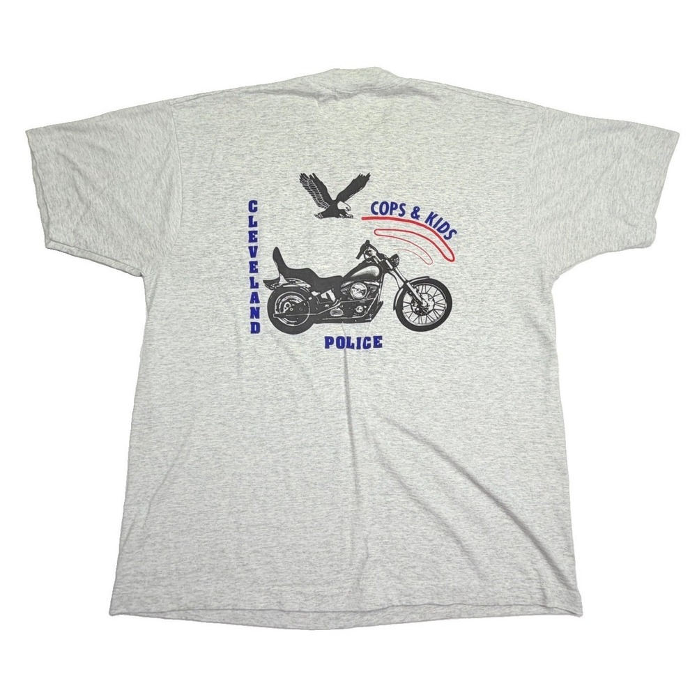 Vintage Cleveland Police Cops & Kids Motorcycle‎ T-Shirt USA XL Biker Style